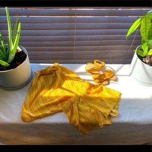 Yellow halter top two piece set